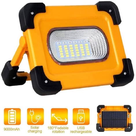 60W LED Nødlys med Oppladbart Solcellepanel USB SOS Camping