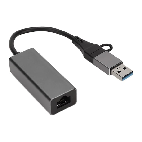 USB C til RJ45-adapter, sølvgrå USB til Ethernet RJ45-adapter for bærbare PC-er, støtter 10/100/1000 Mbps, stabil brikke