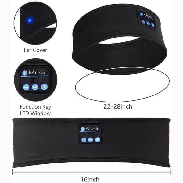 Sovhörlurar - Bluetooth-pannband - Ultratunn HD-stereo - 10 timmars batteritid