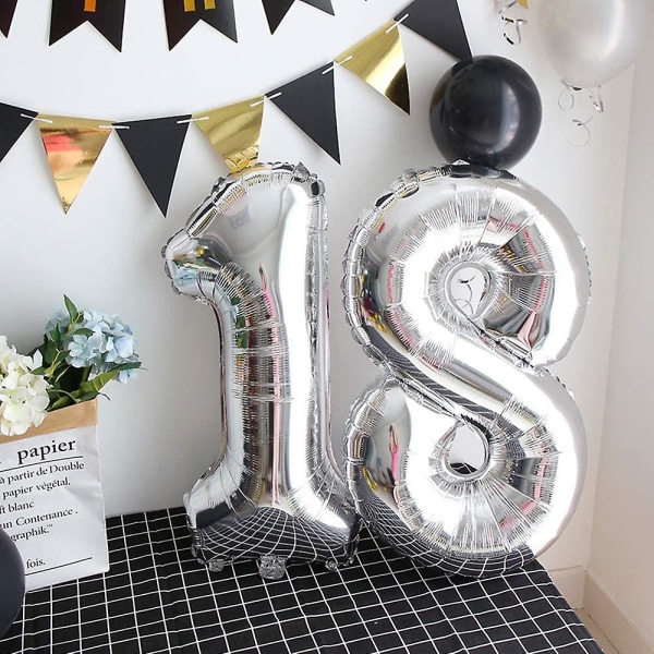 Silver Balloon Numbers Large Foil Balloon Numbers Birthday Decorations