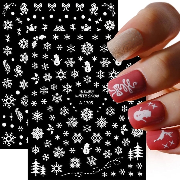 Vinter xmas vit snöflinga 3d nagelklistermärken jul älg laser silver bronzing slider nails dekaler nail art DIY dekoration