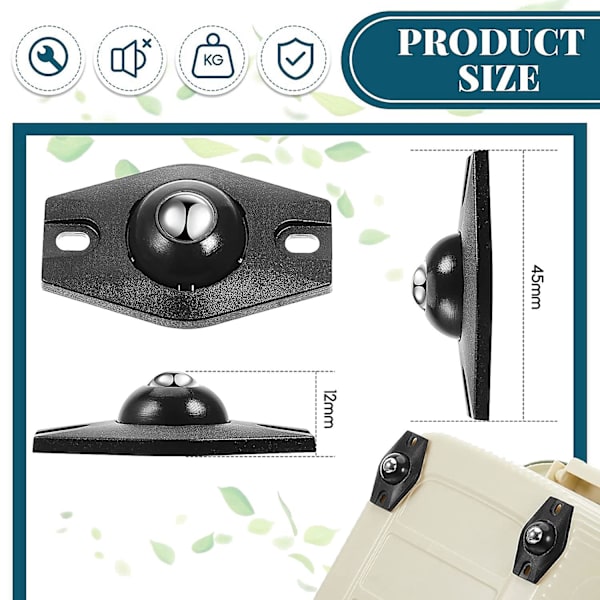 24 stycken självhäftande hjul Mini fasta hjul Kasterrutor Kastare Små kastare Klistra fast hjul