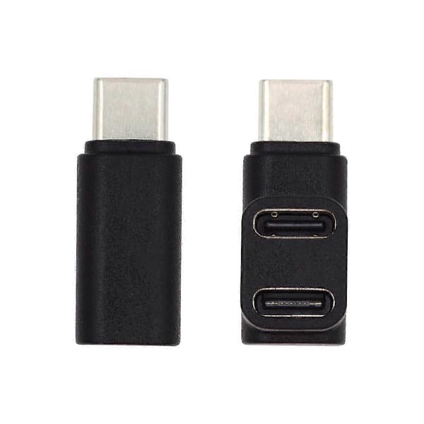 UC-068-2F 10Gbps USB3.0 Type-C Hann til Dobbel Hunn Strøm Data Splitter Adapter Rettvinklet Kobling
