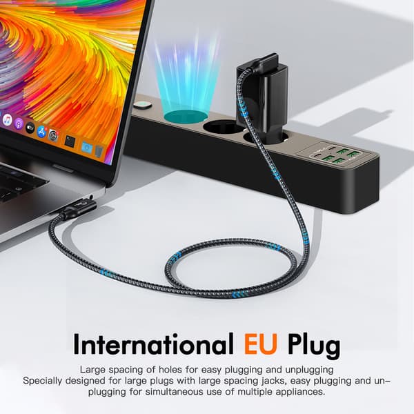 BKL-03 EU Strømuttak med 6 USB-porter Svart