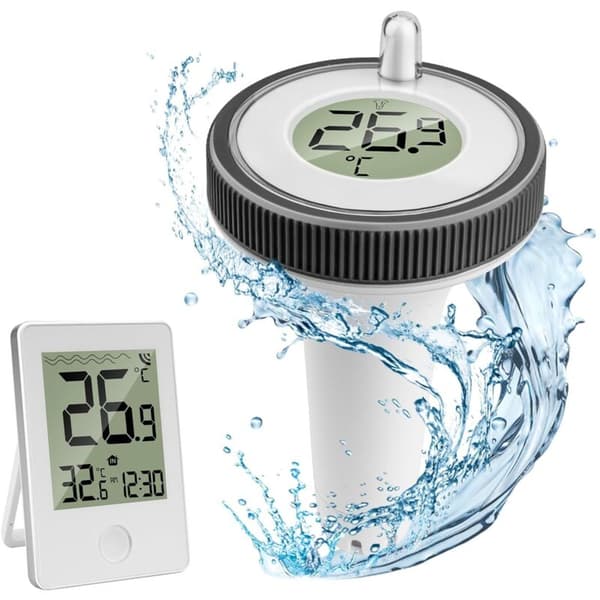 Trådlös pooltermometer. Trådlös flytande digital pooltermometer. IP67 vattentät. Inomhus/utomhus termometer