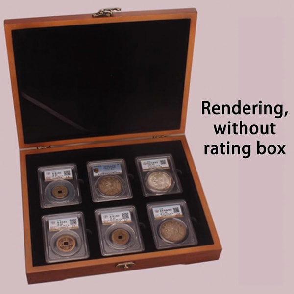Mynt Slab Förvaringslåda Massivt Trä Displayfodral Passar 6 Certifierade PCGS NGC Hållare js