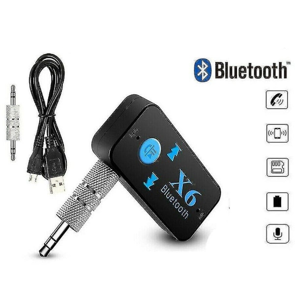 X6 Bærbar Trådløs Lyd Aux Adapter 3.5mm Stereo Output Bil Hjem Audio Musik-cl.