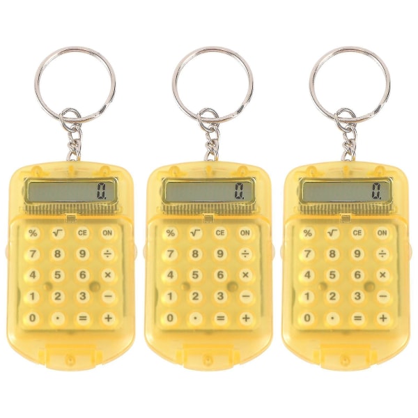 3 kpl Mini avainrenkaan muotoinen laskin Elektroninen laskin Kannettava laskin lapsille opiskelijoille testi (satunnainen väri)