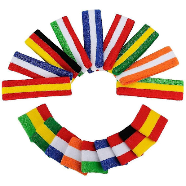 Svettbandsset Sport Huvudband Handled Striped Svettbands Terrycloth Sportträning Basketboll Handled Huvudband Fukttransporterande Svettabsorberande Huvud
