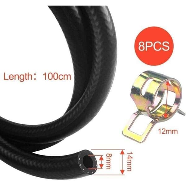 8 mm bränsleslang, 1 meter lång - 8 mm innerdiameter - Oljebeständigt nitrilgummi