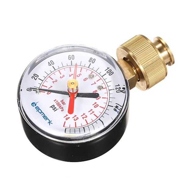 Lepmerk 2- 1/2'' Vandtryksmåler Vandtryk Testmåler 3/4'' Hun Slangegevind 0-200 Psi Med Rød Pegepind