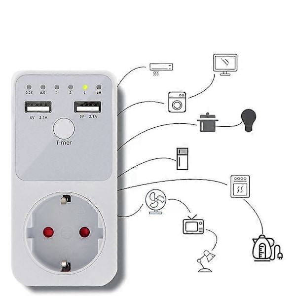 Intelligent Programmerbar Nedtællings Timer Stik Elektrisk 6HR Stik til USB Interface Switch EU Stik