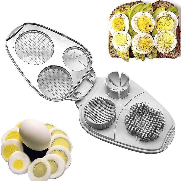 Eggkutter, 3-i-1, Rustfritt Stål, Manuell Eggkutter - Eggkutter For Hardkokte Egg