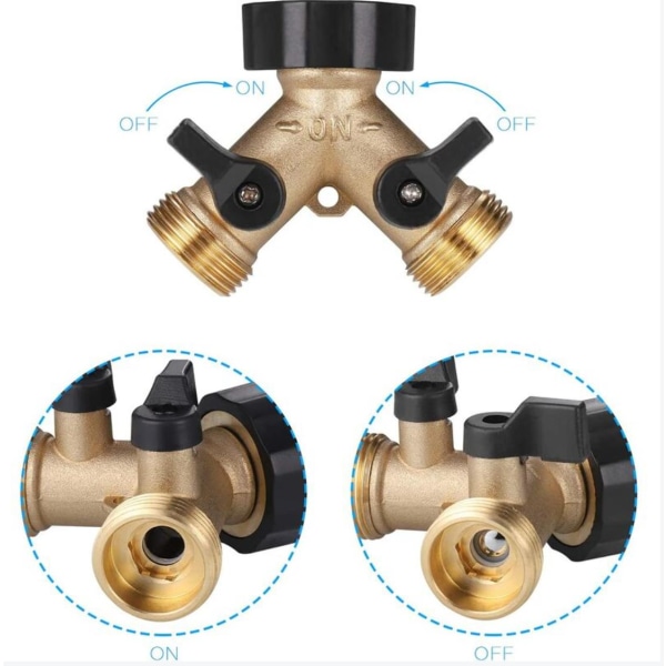 Enkeltstykke dobbelt vaskemaskine havehane splitter 3/4 Y-forbindelse til 2 fittings