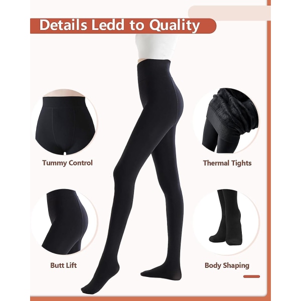 Tights til kvinder - Vinter 300g - Tykke termiske tights - For med fleece - Varme, uigennemsigtige termiske leggings - Tights til 55-90 kg