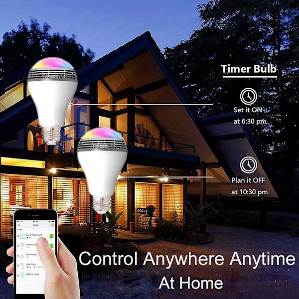 Wifi Smart Rgb E27 Musiikkipolttimo Bluetooth-kaiuttimet Lamppu Himmennettävä Led Langaton Musiikkipolttimo Valon Väri Vaihtuva, 100% Uusi