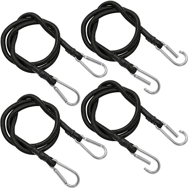 Bungee-köysi karabiinihaalla, 1 m:n raskaan sarjan bungee-köysi karabiinihaalla, 4 kpl kumibunji-köyttä,