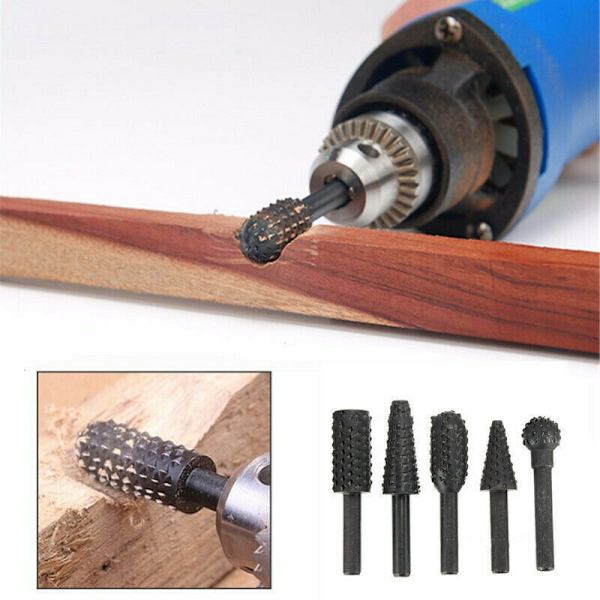 Träsvarvningsroterande fil Elektrisk roterande slipbit - Svart, 5-pack