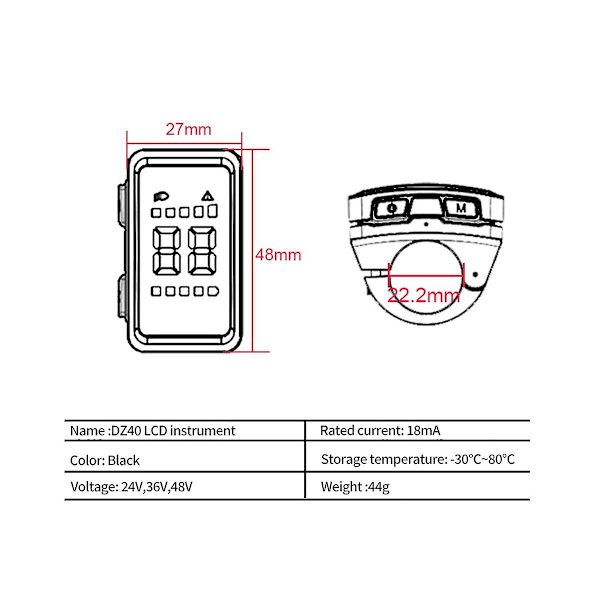 E-Bike Display DZ40 Skärmdisplay för Mid Motor BBS01 02 HD Elektriska Cykeldelar