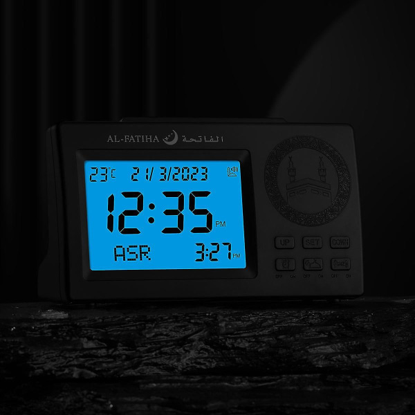 Lcd Display Screen Azan Clock With Date Day Display Qibla Direction For Praye