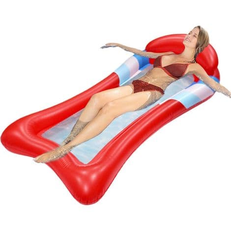 Oppustelig flydende seng. Pool solseng flyder - Oppustelig foldbar liggestol flyder.