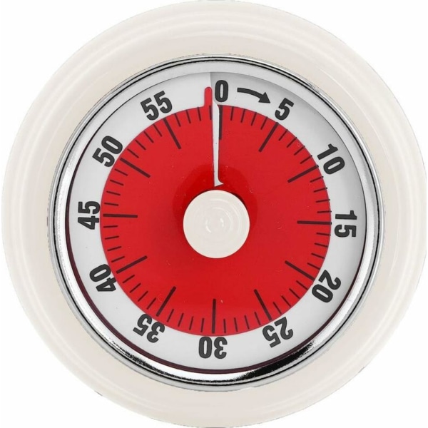 Køkken Timer Mekanisk Timer Madlavningstimer Student Timer Rustfrit Stål med Magnet - Rød, 1 stk