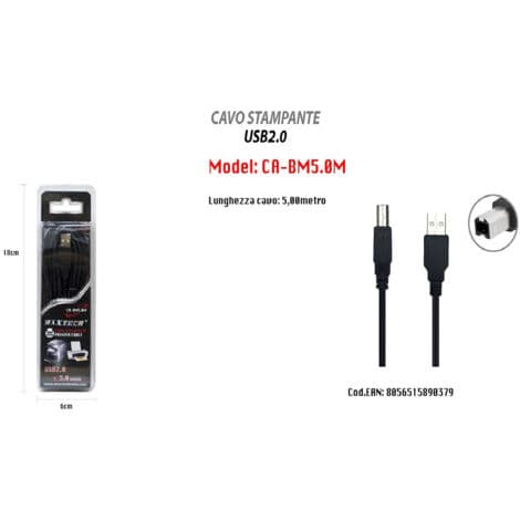 5M højhastigheds USB 2.0-kabel til printer, harddisk, scanner A/B han