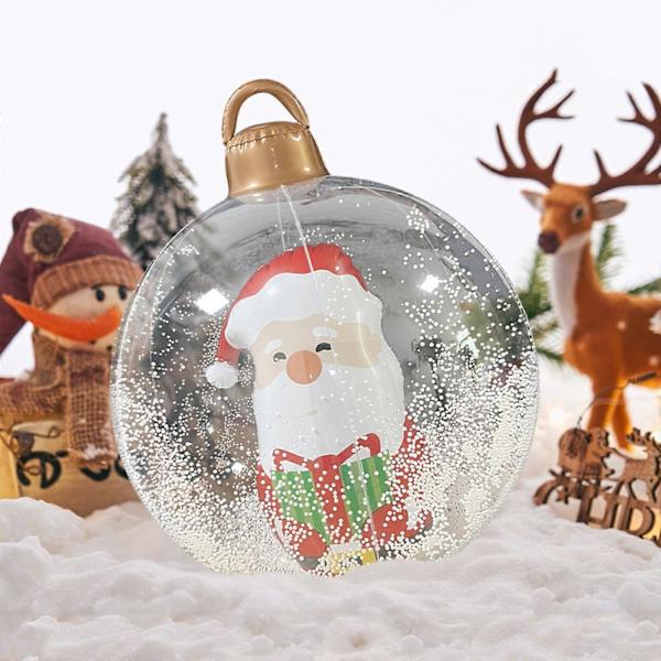 Julelys 2024 Julepynt Klokkekugle 60cm Udendørs Juleopblæsbar Dekoreret Kugle  PVC Opblæsbar Julekugle  Juletræ
