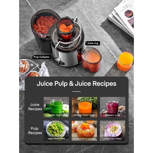 Grönsaks- och fruktjuicer, 3-hastighets juicepress, lätt att rengöra