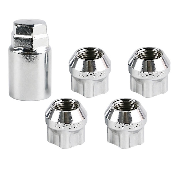 4Pcs Chrome M14X1.5 Anti-Theft Wheel Lock Lug Nut Cone Seat Wheel Locks+Keys for Tesla Model S/3/X/Y