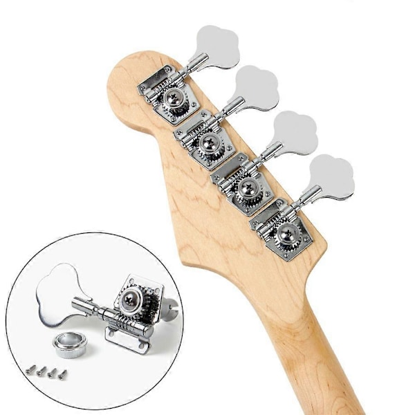 4 st Gitarrstämskruvar Elektrisk Bas Stämskruv Gitarr Öppen Växel Stämskruvar Mekanik för Fender Jazz Bas Gitarr Silver