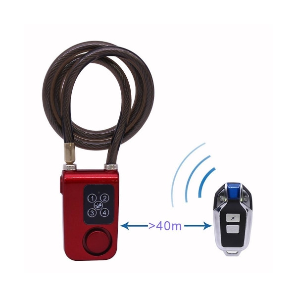 Cycling Security Lock Wireless Remote Control Anti-Theft Vibration Alarm Lock Electric Motorcycle Code Chain Lock Black