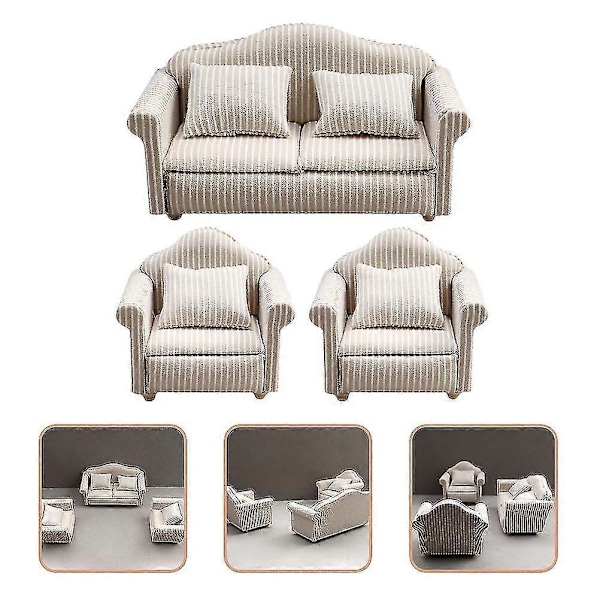 3 st Soffa Miniatyr Soffa Modell Dockhus Möbler Soffa Miniatyr Soffa Modell Miniatyr Soffkudde