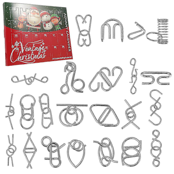 24-dels Julkalender Blind Box Ringpussel IQ-leksak Pussel Sinnespel Barnpresent