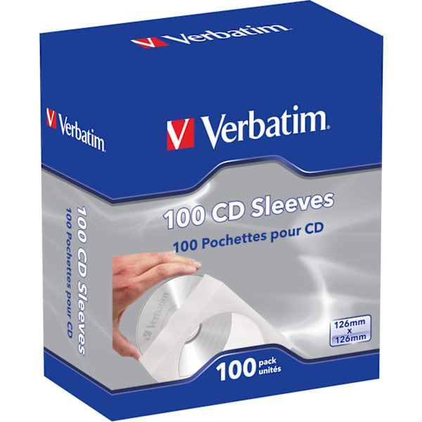 Pappersficka för CD/DVD, vit/transparent, 100-pack