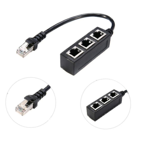 Rj45 Ethernet Cable Splitter Netværksadapter Ethernet Splitter 1 til 3 kabeladapter