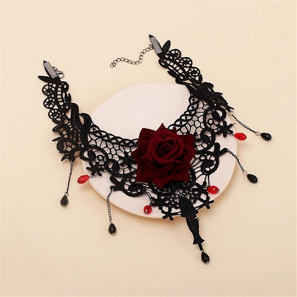 Rose Choker Gotisk Choker Blonder Choker Goth Choker Halskje Kvinner Blomst Choker