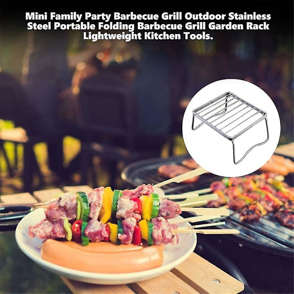 1 stk Rustfrit Stål Grill Mini Bærbar Foldbar Bbq Hylde