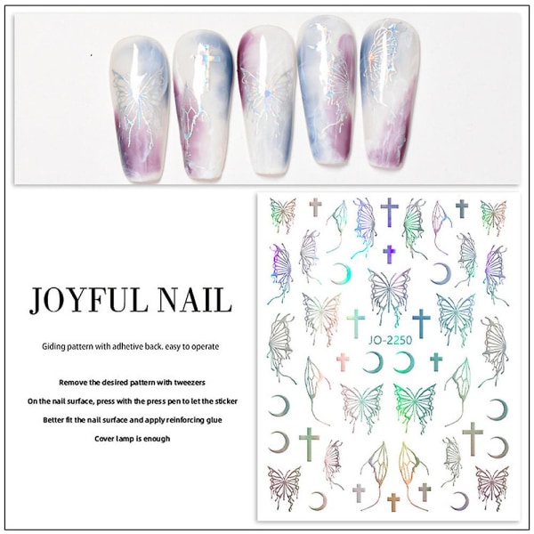 Nail Sticker Decal Farget Butterfly Letter Transfer Folie Brukes til Nail Art-dekorasjonsartikler