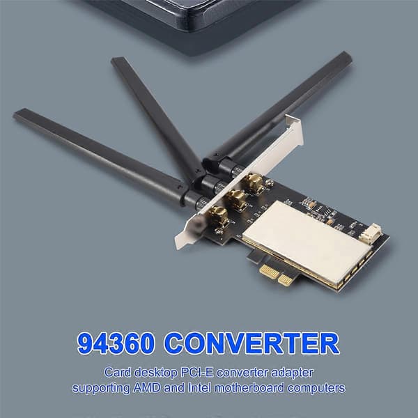 for Broadcom Bcm94360CSAX Bcm943602CS Bcm94331CSAX WLAN-kort Desktop PCI-E Konverter Adapter + Antenne