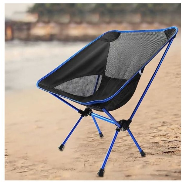 Sammenleggbar campingstol belastning ca 150 kg svart blå
