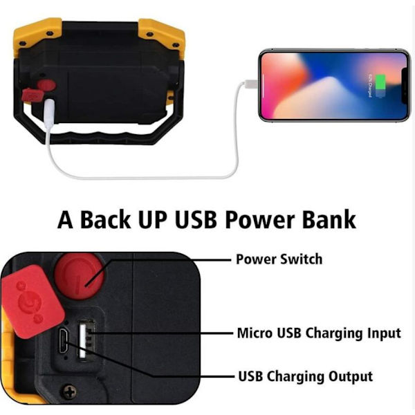 COB arbeidslys AA batteri mini mobil nødlys bærbar campinglampe-13,5*10cm,1stk