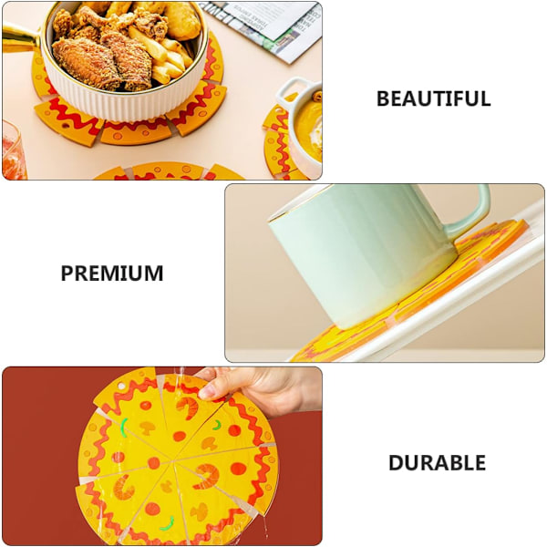 Pizza-muotoiset aluslaatat, koristeelliset kuppimattoalustat, aluslaatat, kuppimatto