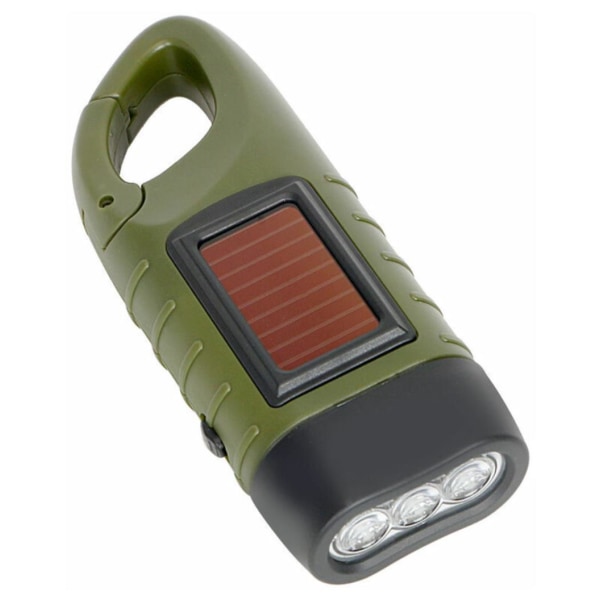 1 bit bärbar soldriven LED-ficklampa med Dynamo-vev för camping, bergsklättring och tält