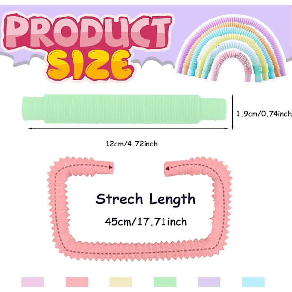Pakke med 12 Macaroon-farger Pop Tubes Stretch Tube Sensorisk leketøy for angstlindring Barn Voksne