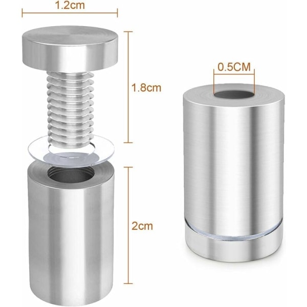 Rostfria glasavstånd - Väggfäste för reklamskyltar, skyltar och skyltställ (silver)