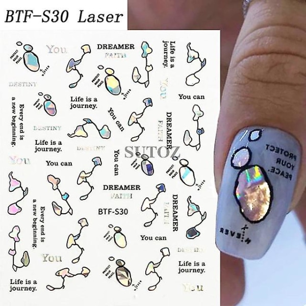 3D franske reflekterende negle klistermærker guld glitter geometriske linjer klæbende swirl wave nail art skydere manicure decals nlls-j72