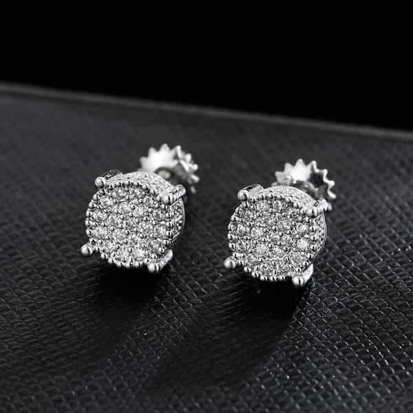 1 Pair Versatile Round Zircon Silver Earrings