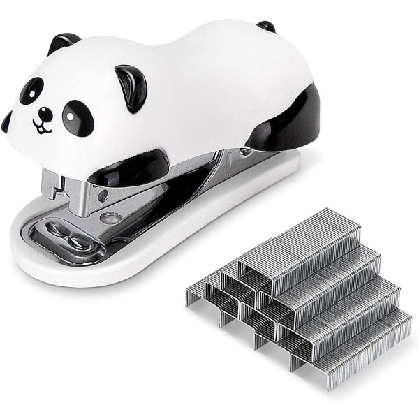 Mini Cute Panda -pöytänitoja, toimistonitoja, 12 arkin kapasiteetti, sisältää 1000 niittiä