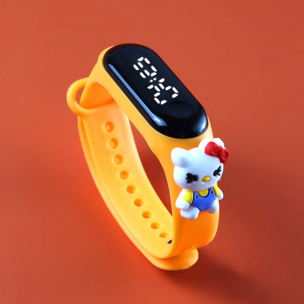 Barnklocka-tecknad armband, elektronisk vattentät watch (orange katt)